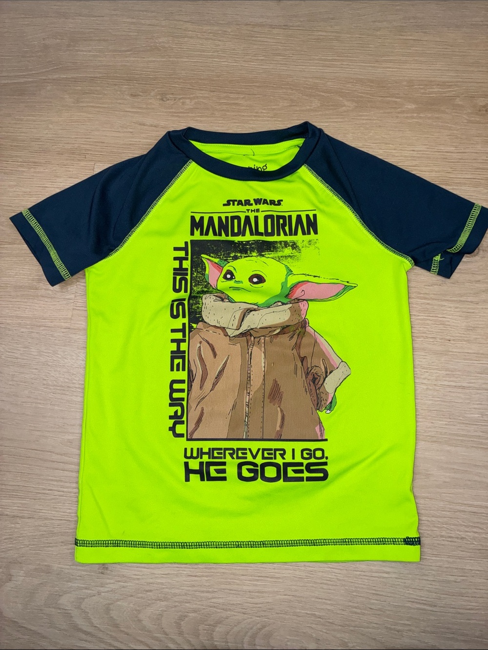 Jumping Beans Star Wars Grogu Neon Green Dry Fit Active Short Sleeve Shirt